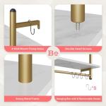 Bestier Floating Shelves Kitchen Shelves Wall Mounted 24" 2 Tier Ladder Shelves with Tower Bar, Wall Decor for Bathroom, Bedroom, Living Room, Coffee bar & Balcony - White Marble