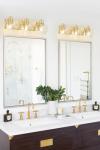 Tuscarora Gold Bathroom Light, Gold Vanity Light 3 Light Bathroom Vanity Light Brushed Gold Vanity Lighting with Clear Glass Shade,Bathroom Light Over Mirror,Bathroom Lighting Fixtures for Mirror