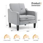 Mid Century Grey Fabric Accent Chair