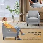 Mid Century Grey Fabric Accent Chair