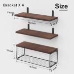 WOPITUES Bathroom Shelf Over Toilet, Floating Bathroom Shelf Wall Mounted with Wire Basket, Floating Shelf for Wall Décor-Rustic Brown