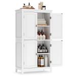 VASAGLE Bathroom Floor Storage Cabinet, Bathroom Storage Unit, Freestanding Cabinet with 4 Doors, Adjustable Shelves, 11.8 x 23.6 x 43.3 Inches, White UBBC552P31