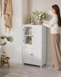 VASAGLE Bathroom Floor Storage Cabinet, Bathroom Storage Unit, Freestanding Cabinet with 4 Doors, Adjustable Shelves, 11.8 x 23.6 x 43.3 Inches, White UBBC552P31