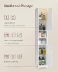 VASAGLE Tall Bathroom Cabinet with Lights, Slim Bathroom Storage Cabinet, Freestanding Narrow Cabinet with Adjustable Shelves, Open compartments, for Small Spaces, Modern, Cloud White UBBC566W02