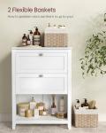 VASAGLE Bathroom Cabinet, Storage Cabinet and Bathroom Organizers, 2 Drawers with 1 Adjustable Divider, 2 Baskets, Sideboard, 11.8 x 23.6 x 31.5 Inches, Cloud White UBBC545W02