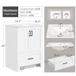 Yaheetech 24.5" Bathroom Vanity with Ceramic Sink, Bathroom Vanity Sink Cabinet with 2 Doors and 1 Drawer, Bathroom Vanities Floor Standing with Sink Combo Set, White