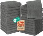 Utopia Towels 24 Pack Cotton Washcloths Set - 100% Ring Spun Cotton, Premium Quality Flannel Face Cloths, Highly Absorbent and Soft Feel Fingertip Towels (Grey)
