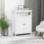 Yaheetech Bathroom Floor Storage Cabinet, Wooden Free Standing Storage Organizer with 2 Doors & Adjustable Shelf for Living Room, Hallway, White