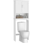 Yaheetech Over The Toilet Cabinet, Double Door Bathroom Storage Organizer, Toilet Rack with Inner Adjustable Shelf and Open Storage Shelf, White