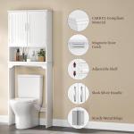 Yaheetech Over The Toilet Cabinet, Double Door Bathroom Storage Organizer, Toilet Rack with Inner Adjustable Shelf and Open Storage Shelf, White