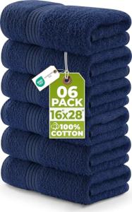 Utopia Towels 6 Piece Premium Hand Towels Set, (16 x 28 inches) 100% Ring Spun Cotton, Lightweight and Highly Absorbent Towels for Bathroom, Travel, Camp, Hotel, and Spa (Navy)