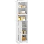 Yaheetech Bathroom Storage Cabinet, Tall Slim Cabinet with 3 Shelves & Door, Floor Freestanding Linen Cabinet for Bathroom, Living Room, 16 x 12 x 60.5 Inches, White