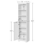 Yaheetech Bathroom Storage Cabinet, Tall Slim Cabinet with 3 Shelves & Door, Floor Freestanding Linen Cabinet for Bathroom, Living Room, 16 x 12 x 60.5 Inches, White