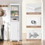 Yaheetech Bathroom Storage Cabinet, Tall Slim Cabinet with 3 Shelves & Door, Floor Freestanding Linen Cabinet for Bathroom, Living Room, 16 x 12 x 60.5 Inches, White