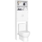 Yaheetech Over The Toilet Storage, Taller Bathroom Organizer Space-Saving Storage Cabinet with Adjustable Shelves and Double Doors, 77 in H, White