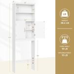 Yaheetech Over The Toilet Storage, Taller Bathroom Organizer Space-Saving Storage Cabinet with Adjustable Shelves and Double Doors, 77 in H, White