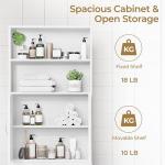 Yaheetech Over The Toilet Storage, Taller Bathroom Organizer Space-Saving Storage Cabinet with Adjustable Shelves and Double Doors, 77 in H, White