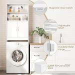 Yaheetech Over The Toilet Storage, Taller Bathroom Organizer Space-Saving Storage Cabinet with Adjustable Shelves and Double Doors, 77 in H, White