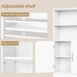 Yaheetech Over The Toilet Storage, Taller Bathroom Organizer Space-Saving Storage Cabinet with Adjustable Shelves and Double Doors, 77 in H, White