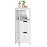 Yaheetech Bathroom Floor Cabinet, Wooden Storage Cabinet with 2 Drawers, Multifunctional Side Organizer Rack Stand Table, White