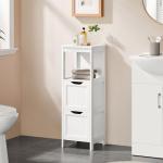 Yaheetech Bathroom Floor Cabinet, Wooden Storage Cabinet with 2 Drawers, Multifunctional Side Organizer Rack Stand Table, White