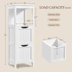 Yaheetech Bathroom Floor Cabinet, Wooden Storage Cabinet with 2 Drawers, Multifunctional Side Organizer Rack Stand Table, White