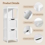 Yaheetech Bathroom Floor Cabinet, Wooden Storage Cabinet with 2 Drawers, Multifunctional Side Organizer Rack Stand Table, White