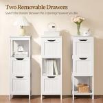 Yaheetech Bathroom Floor Cabinet, Wooden Storage Cabinet with 2 Drawers, Multifunctional Side Organizer Rack Stand Table, White