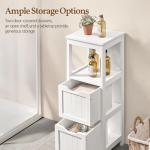 Yaheetech Bathroom Floor Cabinet, Wooden Storage Cabinet with 2 Drawers, Multifunctional Side Organizer Rack Stand Table, White