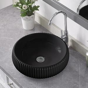 Black Round Vessel Sink, Bucket Sinks for Bathrooms,Stylish and Functional-16.5''x4.9'' (Without Sink Drain)