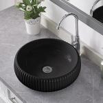 Black Round Vessel Sink, Bucket Sinks for Bathrooms,Stylish and Functional-16.5''x4.9'' (Without Sink Drain)