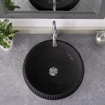 Black Round Vessel Sink, Bucket Sinks for Bathrooms,Stylish and Functional-16.5''x4.9'' (Without Sink Drain)