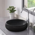 Black Round Vessel Sink, Bucket Sinks for Bathrooms,Stylish and Functional-16.5''x4.9'' (Without Sink Drain)