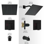 Modern Shower Faucet Set,8-Inch High Pressure Rainfall Shower Head,Complete Rain Shower System with Bathtub Spout and Rough-in Valve Trim kit(Matte Black)