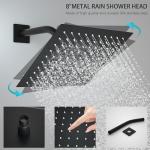 Modern Shower Faucet Set,8-Inch High Pressure Rainfall Shower Head,Complete Rain Shower System with Bathtub Spout and Rough-in Valve Trim kit(Matte Black)
