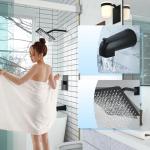 Modern Shower Faucet Set,8-Inch High Pressure Rainfall Shower Head,Complete Rain Shower System with Bathtub Spout and Rough-in Valve Trim kit(Matte Black)