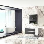 Modern Bathroom Wall Cabinet with Open Compartment & Adjustable Shelf - Wall Mounted Utility Medicine Cabinet for Kitchen, Living Room Laundry Room - Wooden Storage Over Sink Toilet