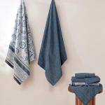 Modern Threads 6 Piece Set, 2 Bath Towels, 2 Hand Towels, 2 Washcloths Yarn Dyed Jacquard/Solid Towel Set Ophelia Blue