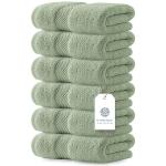 White Classic Luxury Hand Towels for Bathroom-Hotel-Spa-Kitchen-Set - Circlet Egyptian Cotton - 16x30 Inches - Set of 6 (Lt-Green)