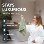 White Classic Luxury Hand Towels for Bathroom-Hotel-Spa-Kitchen-Set - Circlet Egyptian Cotton - 16x30 Inches - Set of 6 (Lt-Green)