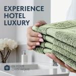 White Classic Luxury Hand Towels for Bathroom-Hotel-Spa-Kitchen-Set - Circlet Egyptian Cotton - 16x30 Inches - Set of 6 (Lt-Green)