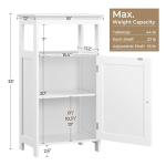 Yaheetech Single Door Floor Cabinet, Bathroom Free Standing Storage Organizer with Adjustable Shelf, Narrow Side Cabinet for Living Room, White