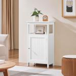Yaheetech Single Door Floor Cabinet, Bathroom Free Standing Storage Organizer with Adjustable Shelf, Narrow Side Cabinet for Living Room, White