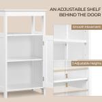 Yaheetech Single Door Floor Cabinet, Bathroom Free Standing Storage Organizer with Adjustable Shelf, Narrow Side Cabinet for Living Room, White