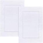 Utopia Towels Cotton Banded Bath Mats, White, [Not a Bathroom Rug], 100% Ring-Spun Cotton - Highly Absorbent Shower Bathroom Floor Mat (Pack of 2)