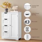 Yaheetech Wooden Floor Cabinet, Side Storage Organizer with 4 Drawers and 1 Cupboard, Freestanding Entryway Storage Unit Console Table, Bathroom Furniture Home Decor, White