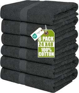 Utopia Towels 6 Pack Medium Bath Towel Set, 100% Ring Spun Cotton (24 x 48 Inches) Medium Lightweight and Highly Absorbent Quick Drying Towels, Premium Towels for Hotel, Spa and Bathroom (Grey)