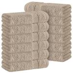 White Classic Luxury Washcloths for Bathroom-Hotel-Spa-Kitchen-Set - Circlet Egyptian Cotton - Highly Absorbent Hotel Quality Face Towels - Bulk Set of 12-13x13 Inch (Taupe)