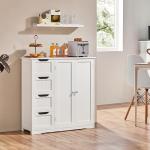 Yaheetech Wooden Bathroom Floor Cabinet, Side Storage Organizer Cabinet with 4 Drawers & Double Doors, Freestanding Entryway Storage Unit Console Table, Bathroom Furniture Home Decor, White