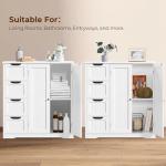 Yaheetech Wooden Bathroom Floor Cabinet, Side Storage Organizer Cabinet with 4 Drawers & Double Doors, Freestanding Entryway Storage Unit Console Table, Bathroom Furniture Home Decor, White